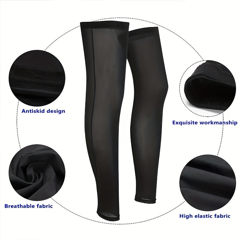 Ice Silk Sunscreen Leg Sleeves with Knee Pads UV Protection