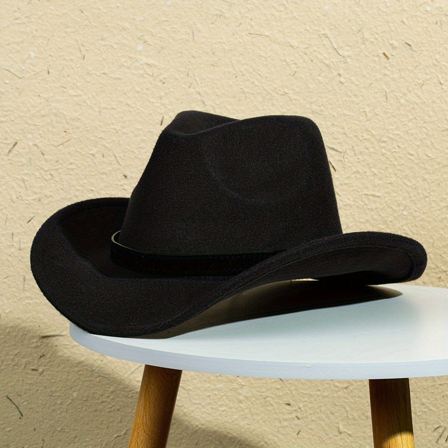 Warped Brim Woolen Jazz Hat British Style Top Hat Belt Decoration