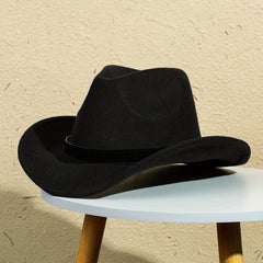 Warped Brim Woolen Jazz Hat British Style Top Hat Belt Decoration