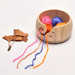 Wooden Yarn Bowl with Lid for Knitting Crochet - Yarn Ball Holder