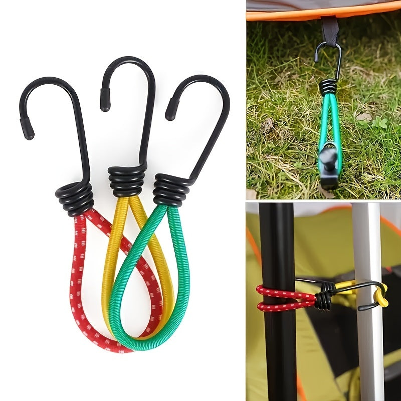 6pcs Elastic Rope Bungee Cord Hooks for Outdoor Camping Tent Boats