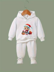 OERYUI Girls Boys 2pcs Christmas Print Hoodies Pants Set