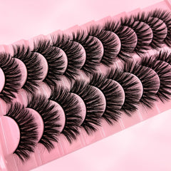 10 Pairs 3D Fluffy Faux Mink Lashes - Natural and Dramatic Look