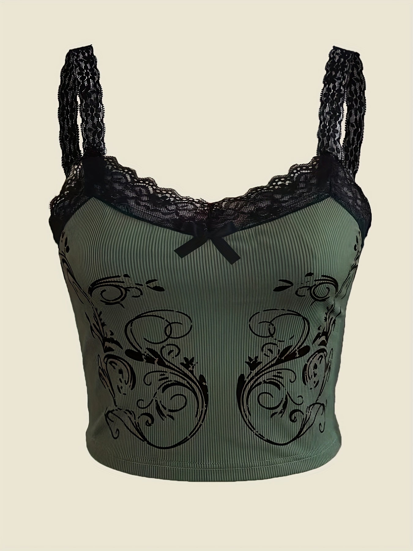 Lace Floral Print Cami Top V Neck Sleeveless Summer Top
