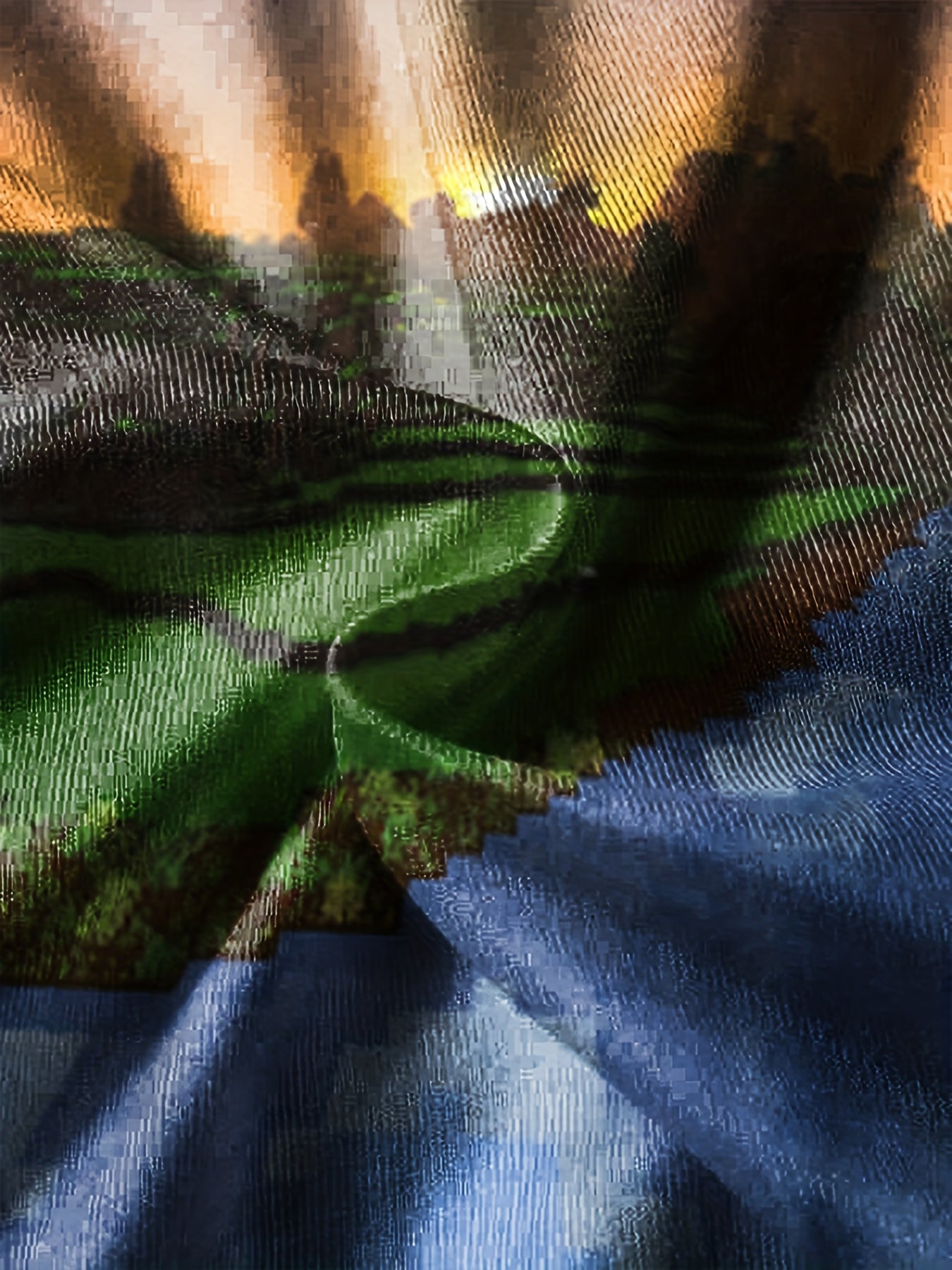 Pixel Landscape Print Kid's Sweatshirt Pullover Long Sleeve Top