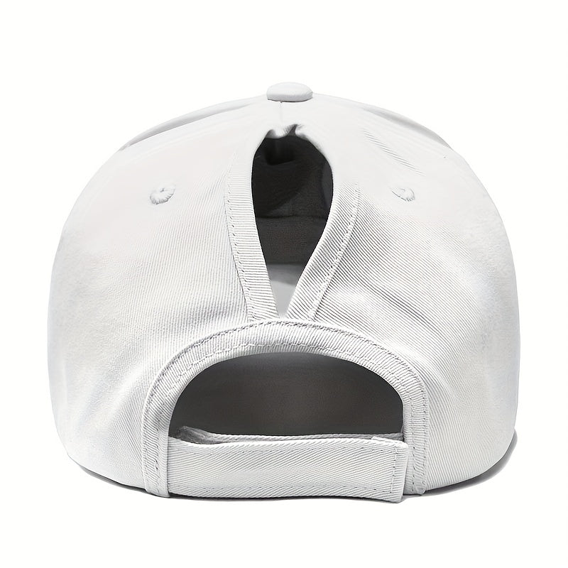 Solid Ponytail Baseball Cap Adjustable Back Buckle Outdoor