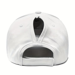 Solid Ponytail Baseball Cap Adjustable Back Buckle Outdoor