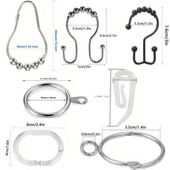 Plastic & Metal Shower Rings for Curtain Bathroom Shower (50pcs)