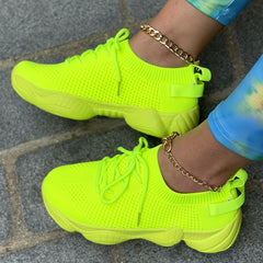 Women's Mesh Breathable Platform Sneakers - Casual Sports
