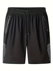 Men's Solid Breathable Shorts with Pockets - Elastic Waist