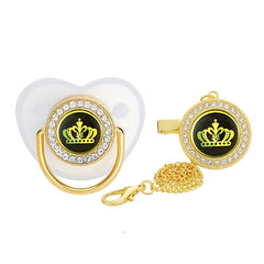 Golden Rhinestone Baby Pacifier for Little Princes