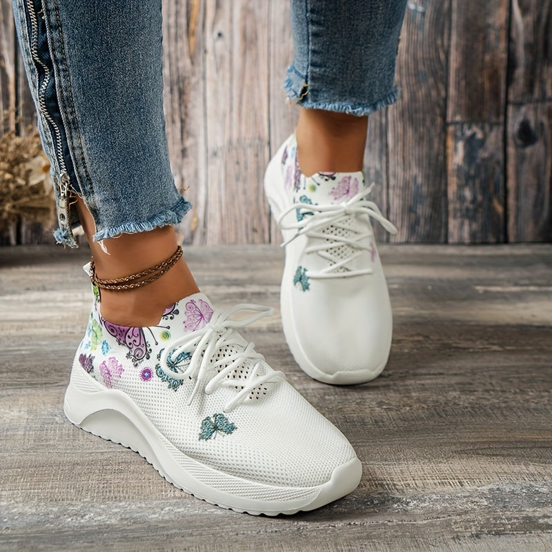Women's Butterfly Pattern Knit Sock Sneakers