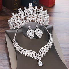 Baroque Crystal Crown Tiara Bridal Jewelry Sets