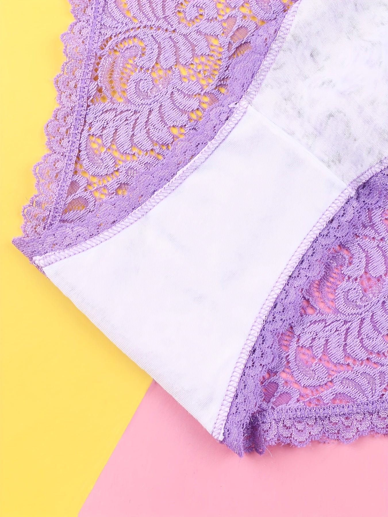 6pcs Leopard Bow Tie Lace Trim Intimates Panties