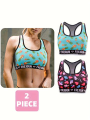 2pcs Letter Print Sports Bras for Women