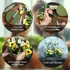 8pcs Green Foam Block for Artificial Flowers Round Dry Wet Foam Brick Flower