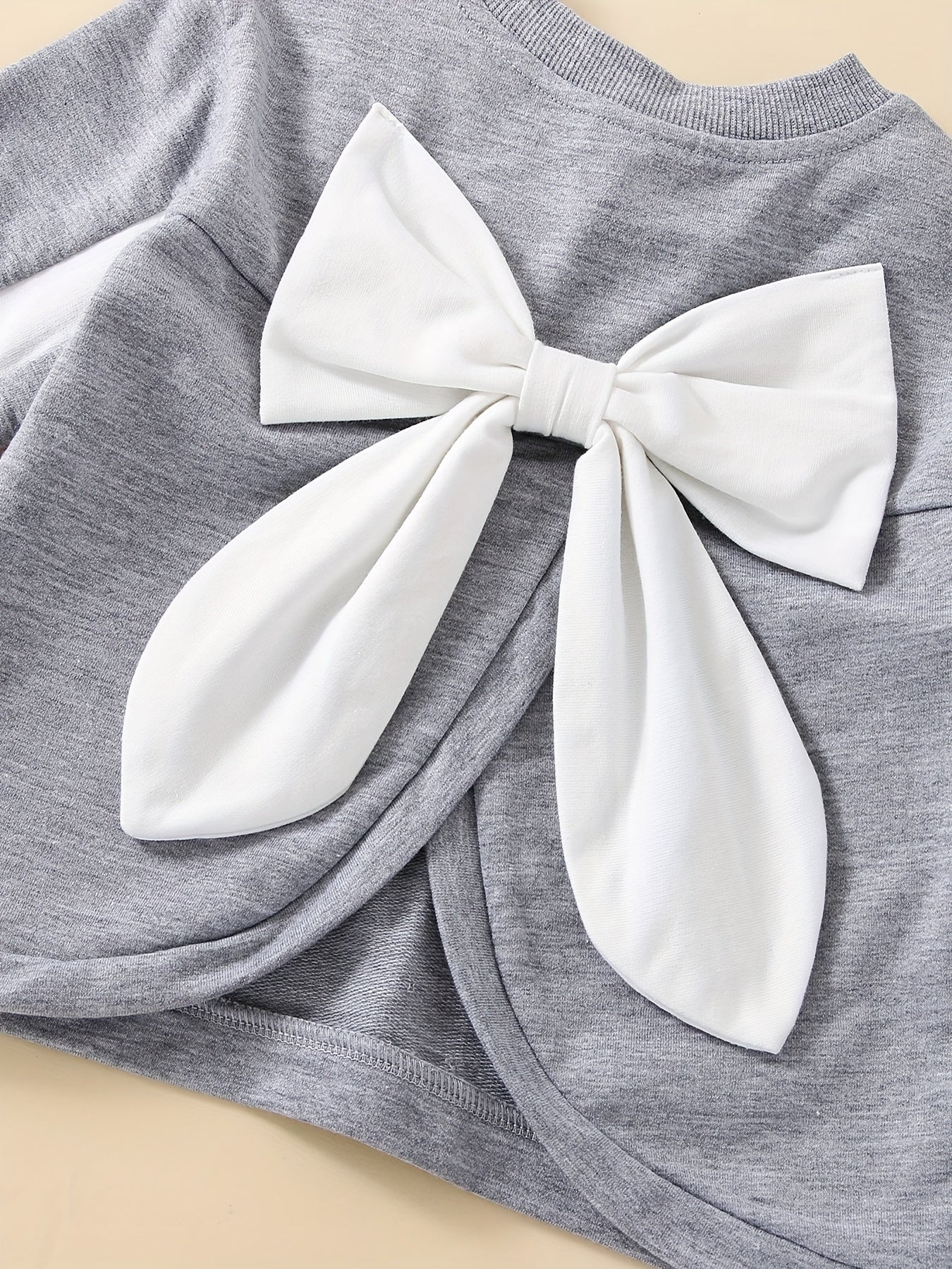 Girls Bow Sweatshirt & Crop Top Pants Set