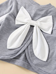 Girls Bow Sweatshirt & Crop Top Pants Set