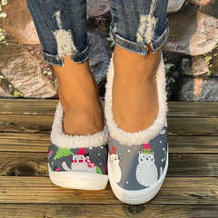 Women's Christmas Cat Pattern Slip-On Sneakers