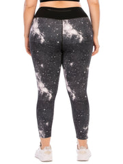 Galaxy Print Plus Size Yoga Leggings Women's Medium Stretch Workout Leggings