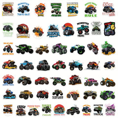 50 Monster Truck Stickers for Helmets Skateboards Water Bottles Laptops