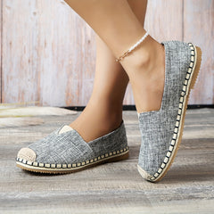 Women's Canvas Slip On Flat Shoes Soft Sole Comfy Walking Flats