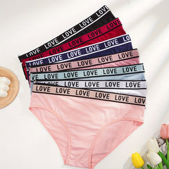 7 Pack Plus Size Sporty Panties Set Women's Plus Contrast Letter Tape