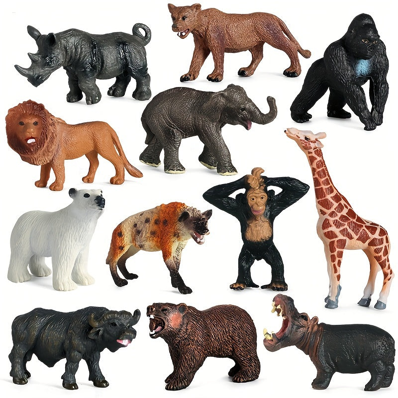 12pcs Wildlife Action Dolls Set Animal Figures Party Favors & Educational Mo