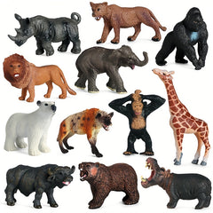 12pcs Wildlife Action Dolls Set Animal Figures Party Favors & Educational Mo