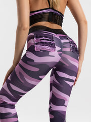 Camo Pattern Yoga Leggings High Waist Stretchy Sports Leggings