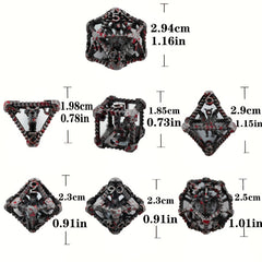 Metal Hollow Dragon Dice Set 7pcs Large Polyhedral Dice