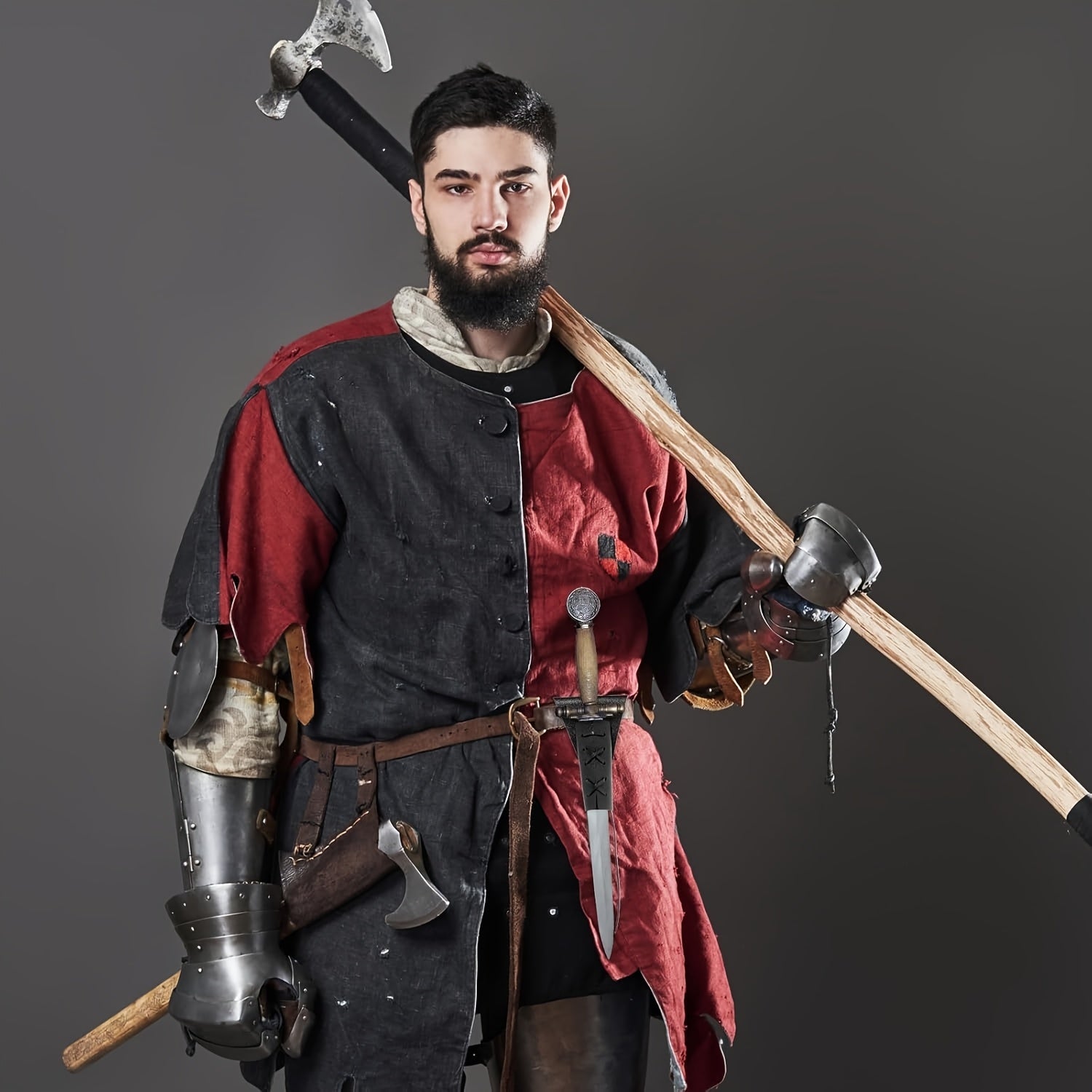 Medieval Dagger Faux Leather Sheath and Belt Set
