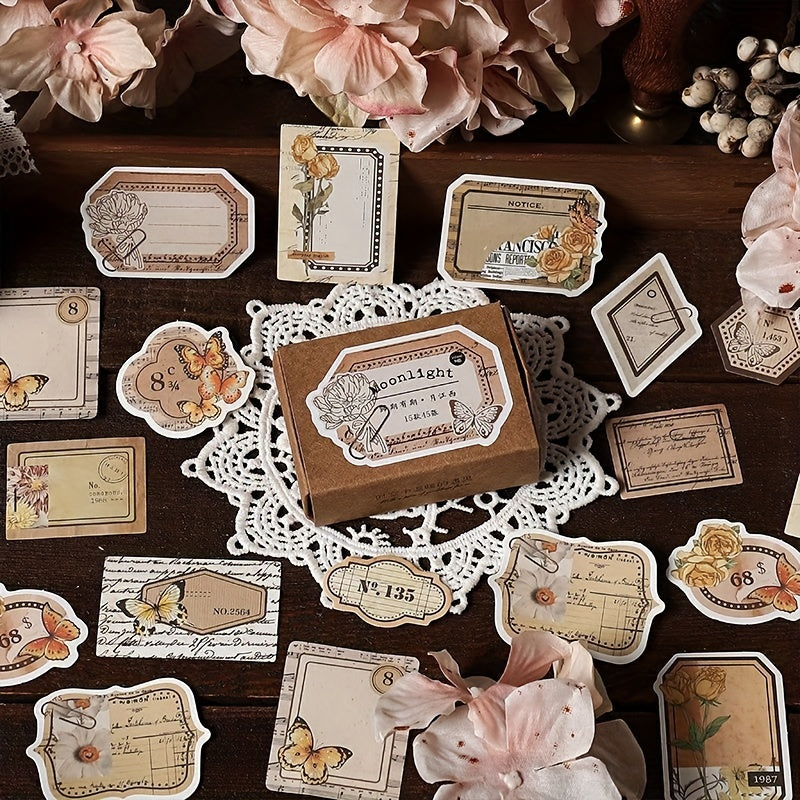 Vintage Flower Message Card Cowhide Notes 45 Sheets Boxed