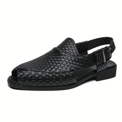 Men's Woven Effect Sandal Shoes Peep Toe Slip on Shoes