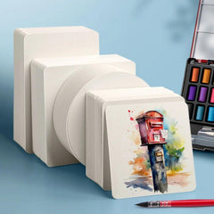 25 Sheets Watercolor Paper Postcards 300gsm Square Round Floral & Autumn Designs