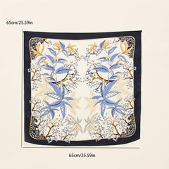 Leaf Print Bandana Satin Square Scarf Neckerchief Head Wrap