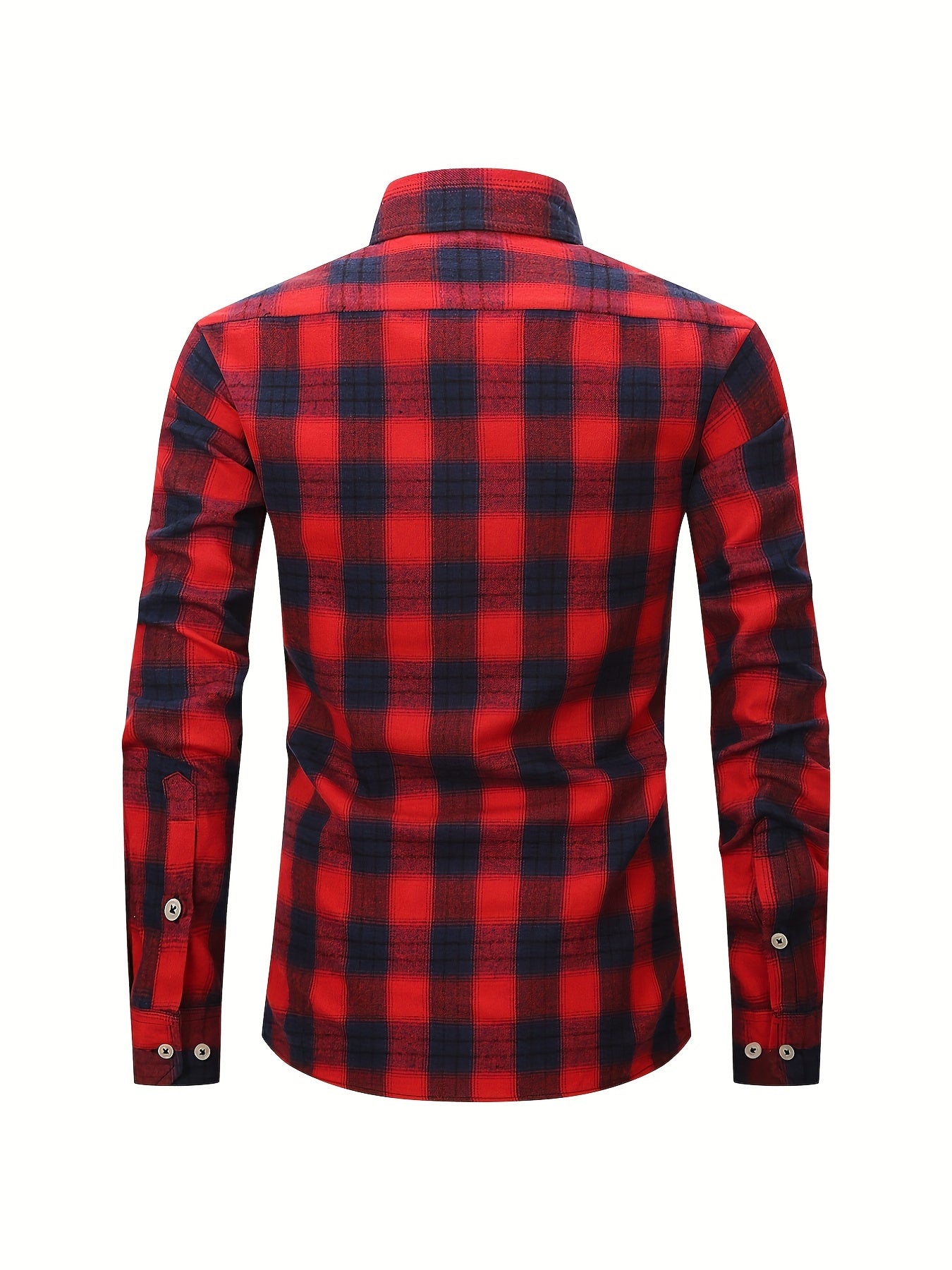 Men's Plaid Print Button Up Long Sleeve Shirt