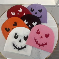 Funny Expression Windproof Knit Beanie Hat With Pirate Skull Print