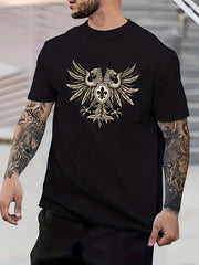 Retro Eagle Print Men's Graphic Crew Neck Active T-shirt