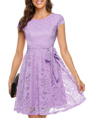 Floral Lace Bridesmaid Dress Short Sleeve Dress Wedding Party