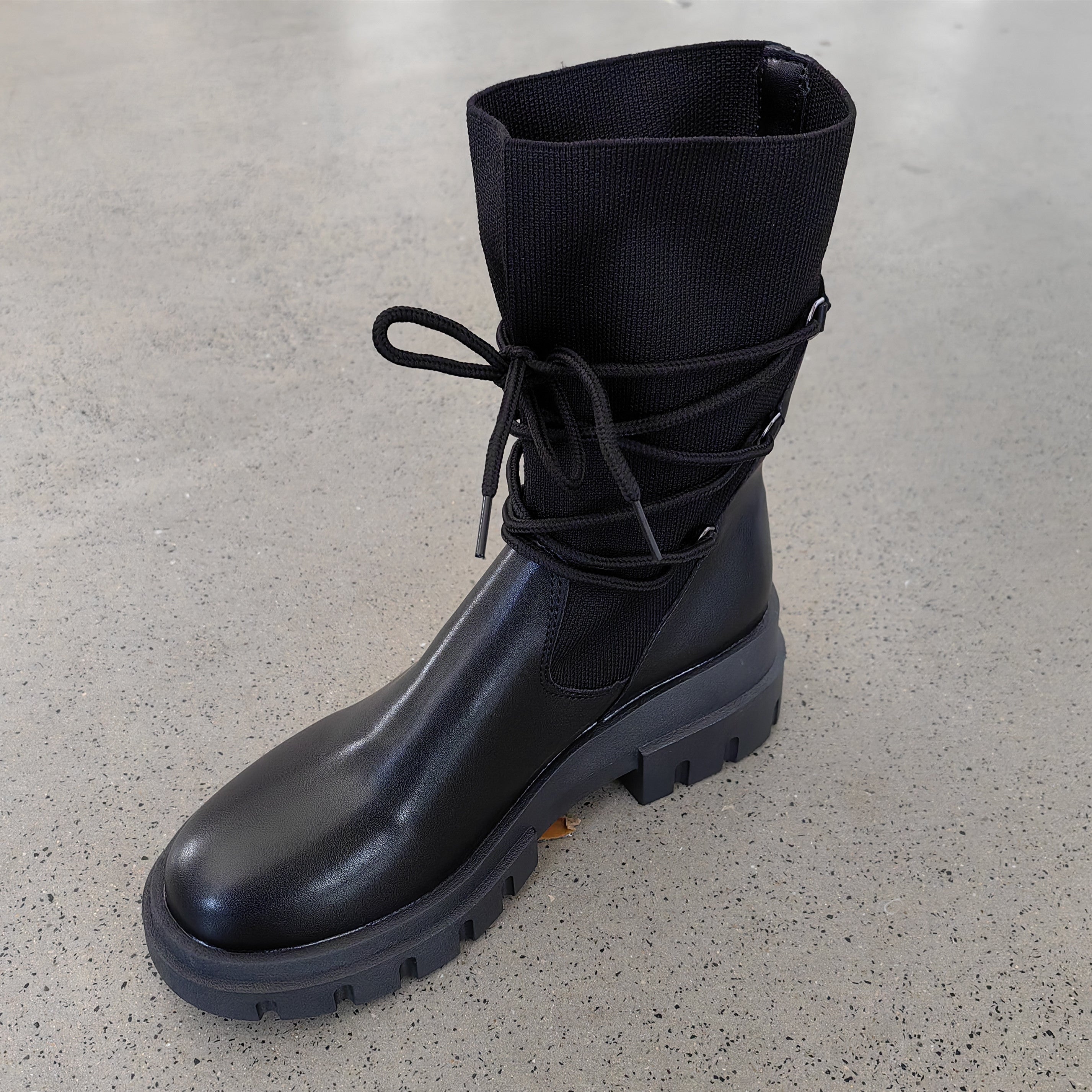 Women's Solid Short Lace Up Boots Comfortable Ankle Boots