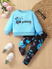 Baby Girls Little Princess Sweatshirt Floral Pants Set