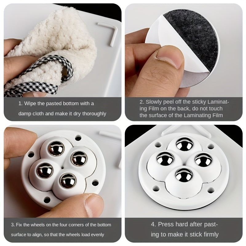 Set of 4 Self Adhesive Caster Wheels Mini Swivel Wheels 360 Degree