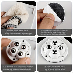 Set of 4 Self Adhesive Caster Wheels Mini Swivel Wheels 360 Degree