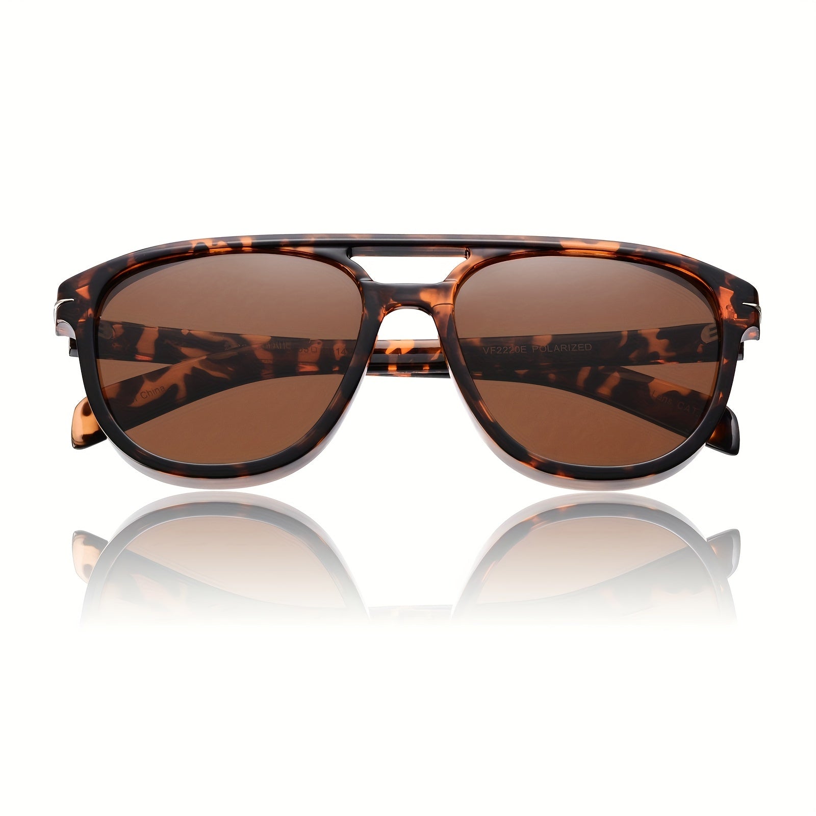 OUWEN Polarized Aviator Sunglasses Vintage Shades Tortoise Frame Brown Lenses
