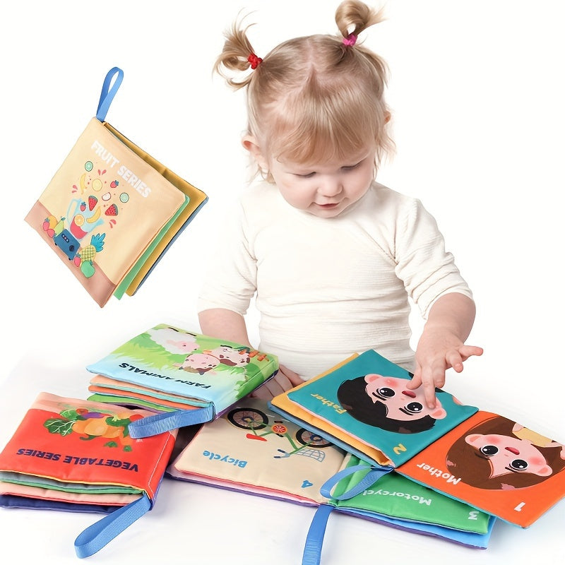 Set of 8 Cloth Books for Babies: Wild Animals, Ocean Animals, Fruits, Transporta