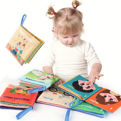 Set of 8 Cloth Books for Babies: Wild Animals, Ocean Animals, Fruits, Transporta