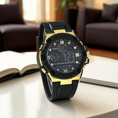 Boys Swimming Watch with Alarm Clock and Digital Display Yellow Accents