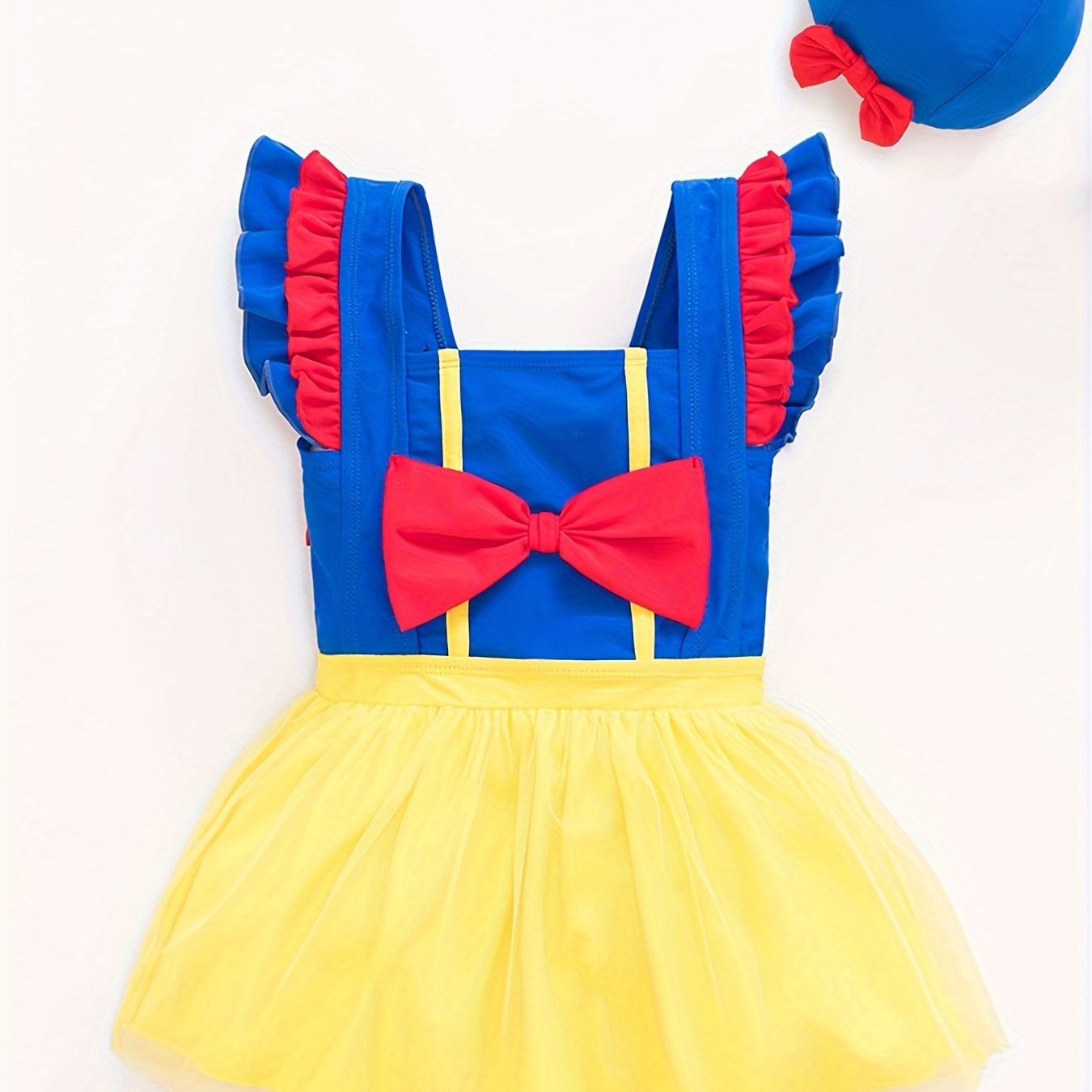 Girls Stretchy Princess Swimwear Bow Decor Bathing Suit