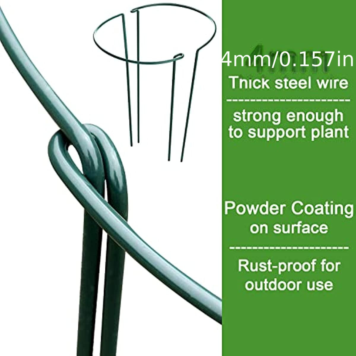 6pcs Tall Plant Support Stakes Metal Half Round Garden Plant Support Peony Cage